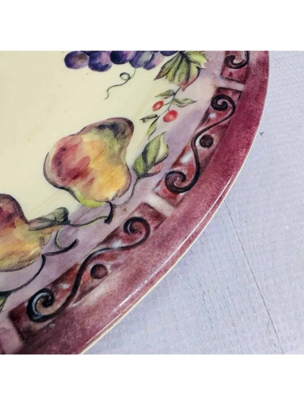 JC Penny Home Collection FRUIT MULTI Purple Melamine Large Oval Serving Platter